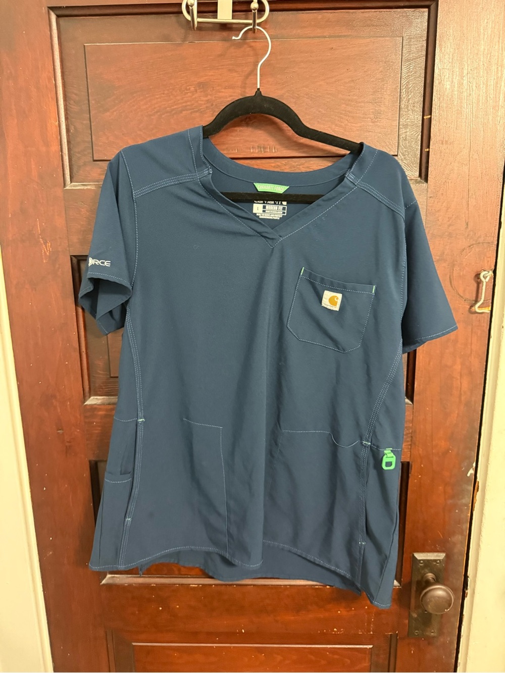 Carhartt Navy V-Neck Work Top‎ with Green Label